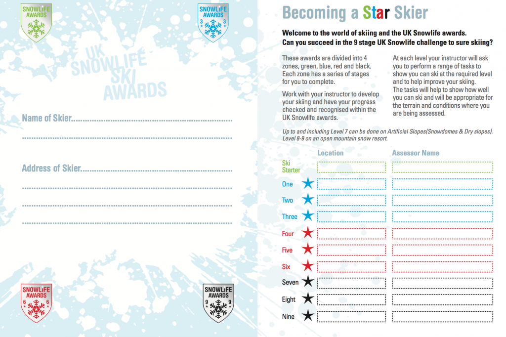 Snowlife Award (Assessment, Badge & Book) 2019 Arbroath Ski Club